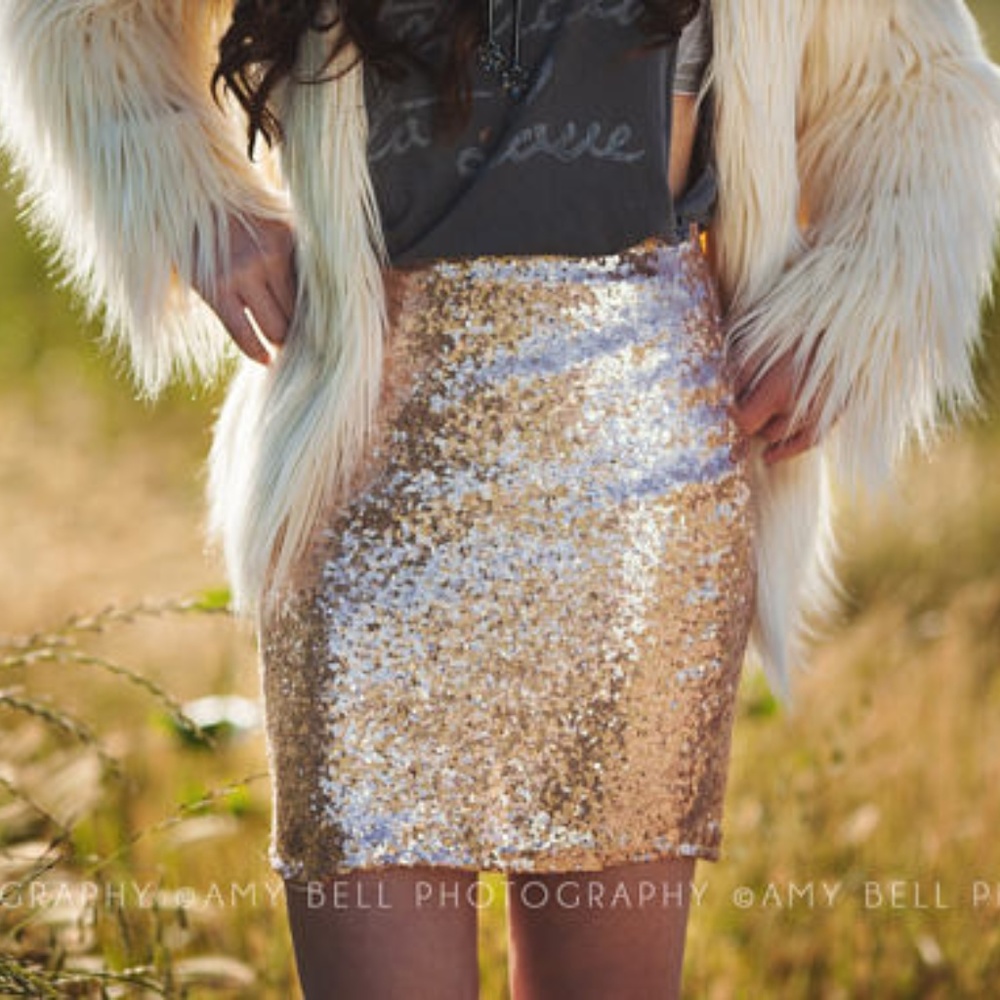Rose Gold Sequin Skirt